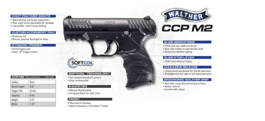 Walther CCP M2 9mm 3.54" Barrel 8+1 5080500 - Image 2