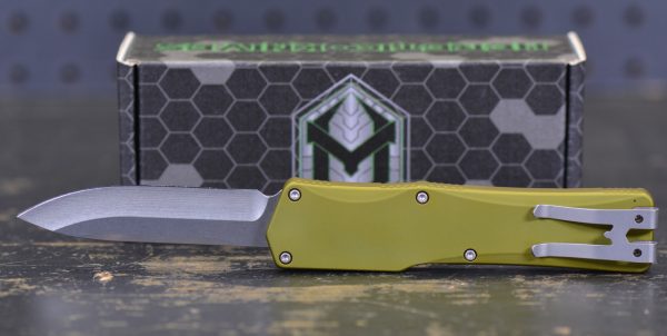 Heretic Knives Cleric Clip Point OTF Auto Knife Green 3.5"