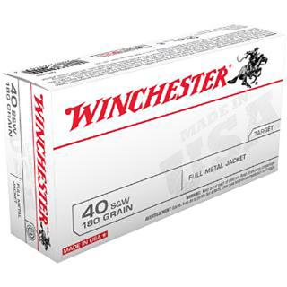 Winchester USA Brass .40 SW 180-Grain 50-Rounds Full Metal Jacket