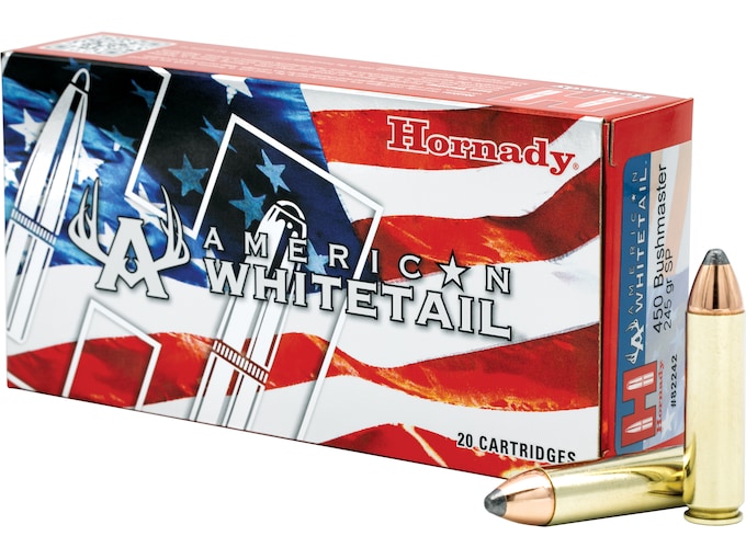Hornady American Whitetail 450 Bushmaster Ammo 245 Grain Hornady Interlock Jacketed Soft Point 500round for sale