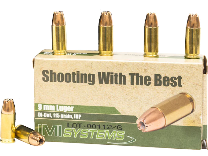 IMI 9mm Luger Ammo 115 Grain Jacketed Hollow Point for sale